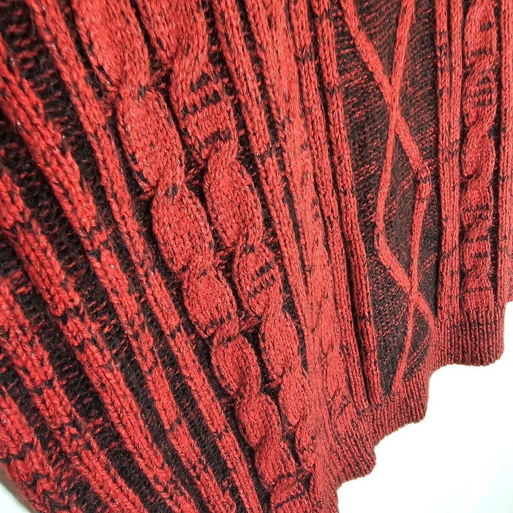 Karen Scott Sweater Womens Medium Red Cable Knit Pullover Crewneck Long Sleeve M - Picture 8 of 12